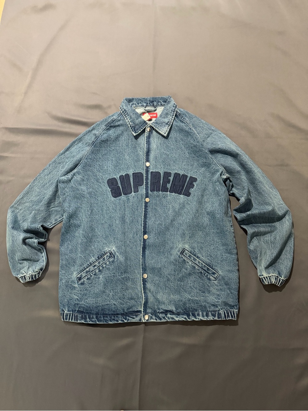 Denim Coach Jacket - Arc Logo Blue - Size L - Brand New